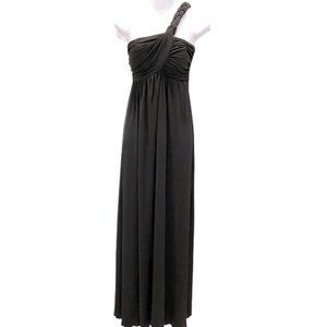 AGB Black Grecian Full Length One Shoulder Dress